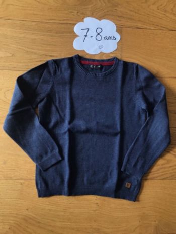 Pull tex bleu chiné 7-8 ans