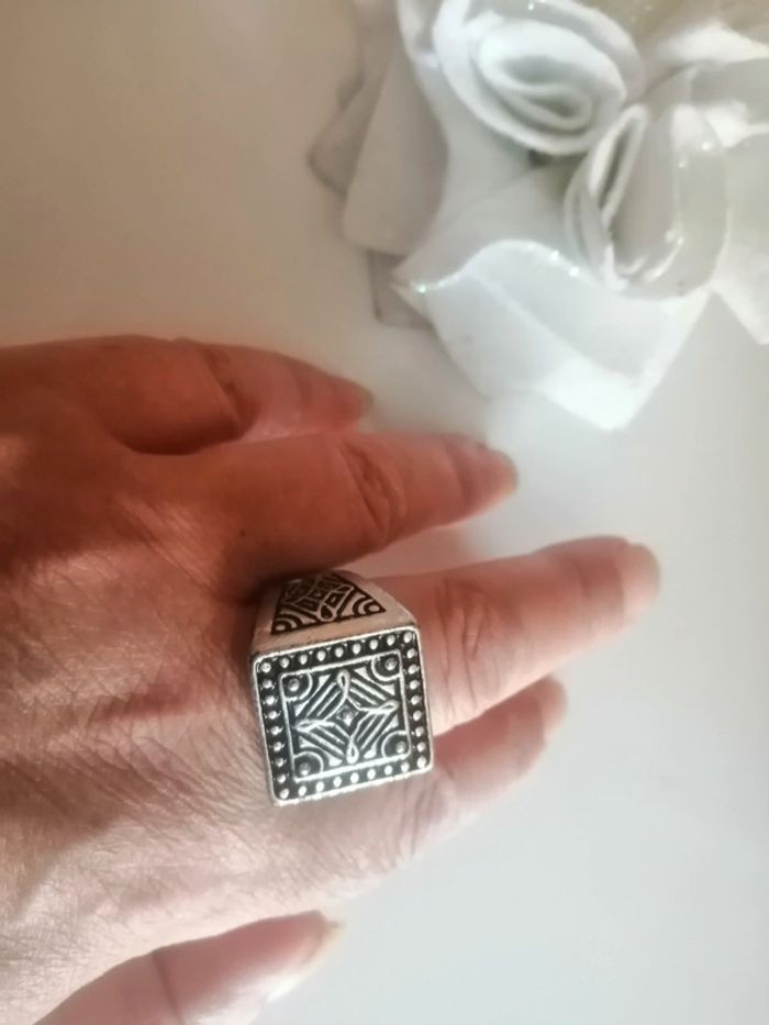 🌸Bague chevalière mixte à motifs ethniques Taille64 "Vintage" 🌸 - photo numéro 7