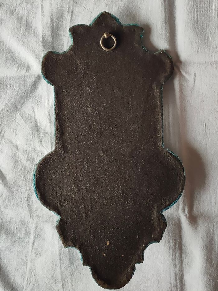 Ancien bénitier en feutrine bleue - photo numéro 2