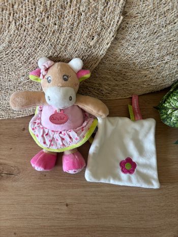 Doudou vache coquillette robe mouchoir super craquante baby nat