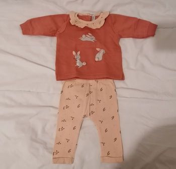 Ensemble abricot/beige fille 3 mois