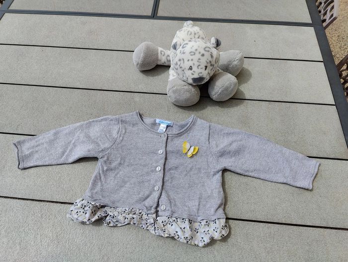 Ensemble 4 pièces Obaibi fille gris et jaune 12 mois - photo numéro 9