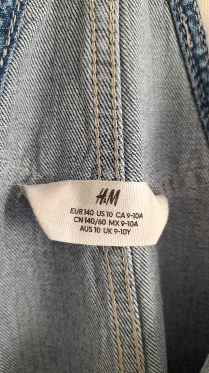 Salopette en jean bleu denim H&H 9/10 ans - photo numéro 4