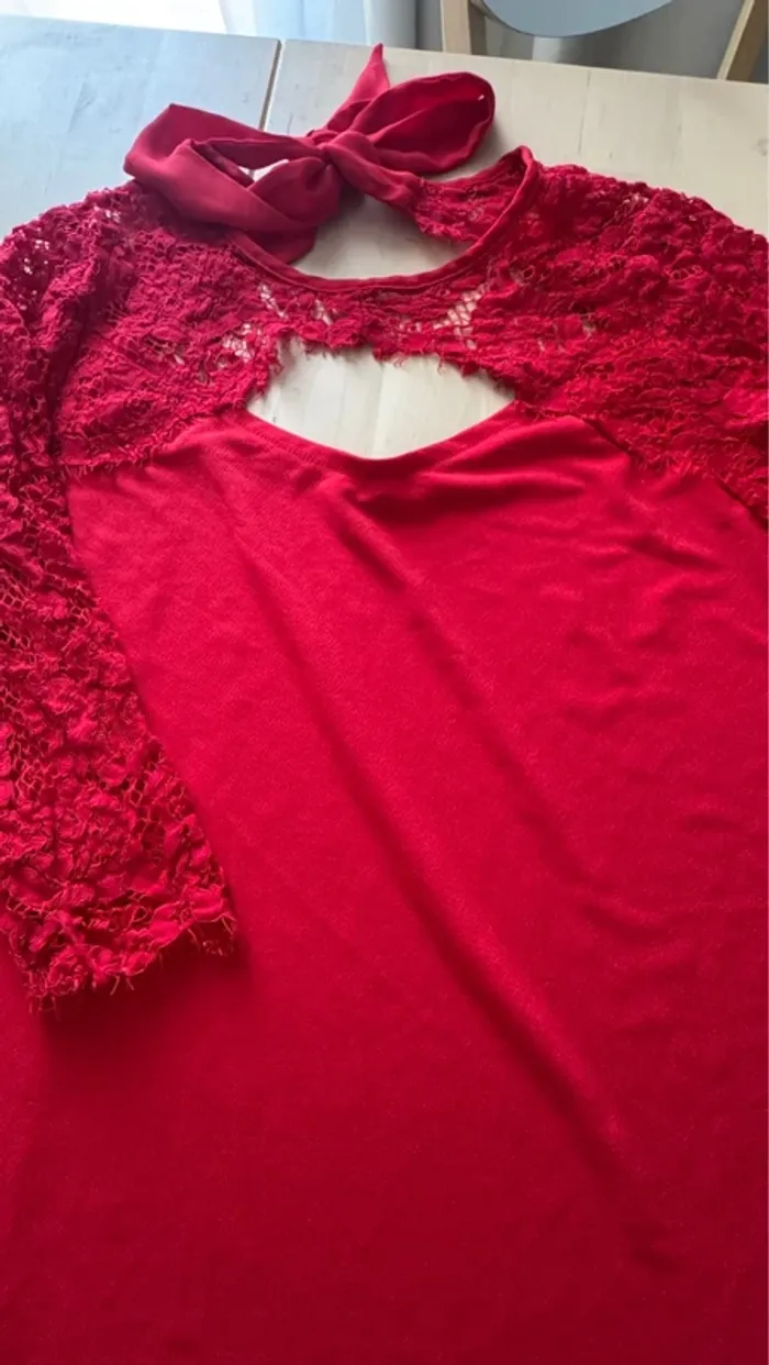 Top rouge manches 3/4 Morgan L - photo numéro 4