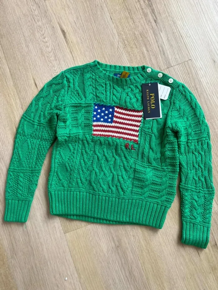 Ralph Lauren Pull Flag 4ans Green
