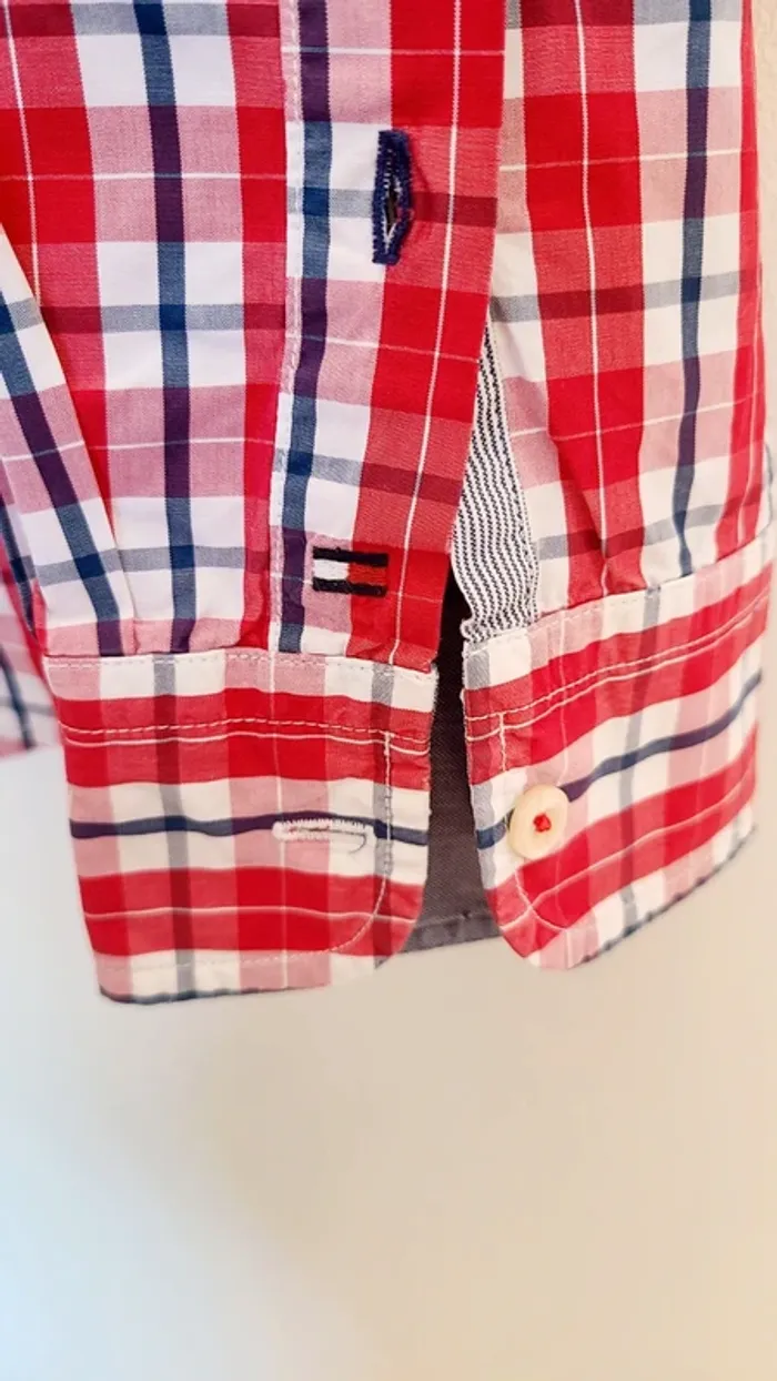 Chemise à carreaux rouge Tommy Hilfiger taille L - photo numéro 3