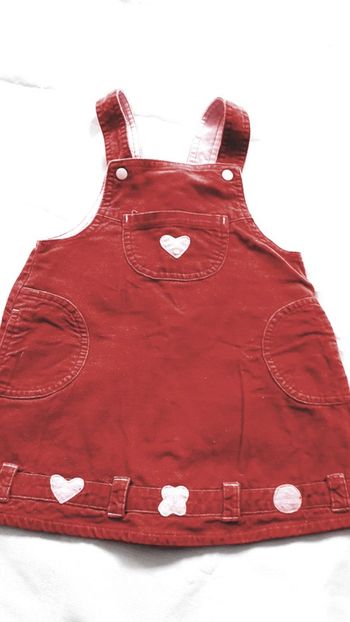 Robe salopette en velours rouge 18 mois