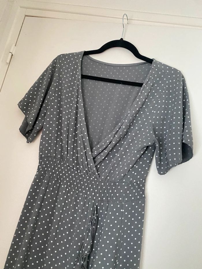 Robe Asymétrique Longue À Pois Avec Volant Taille S - photo numéro 3