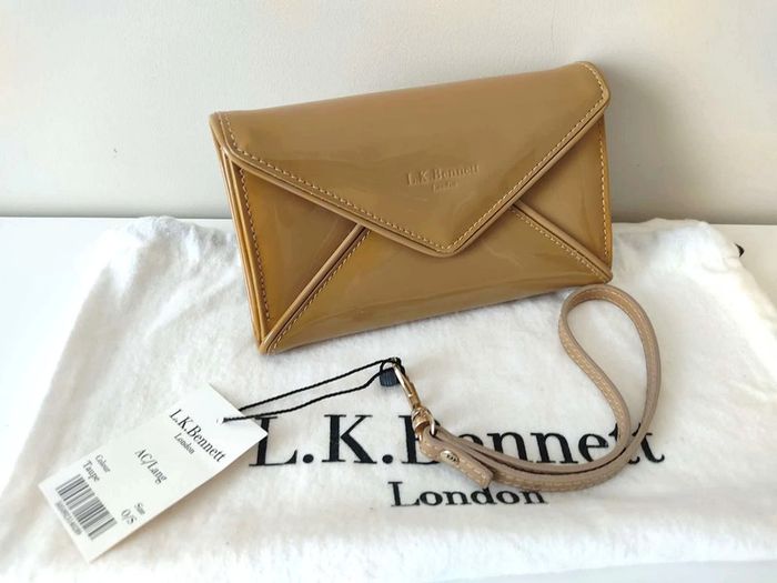 Portefeuille LK Bennett Compagnon en cuir verni taupe - NEUF - photo numéro 10