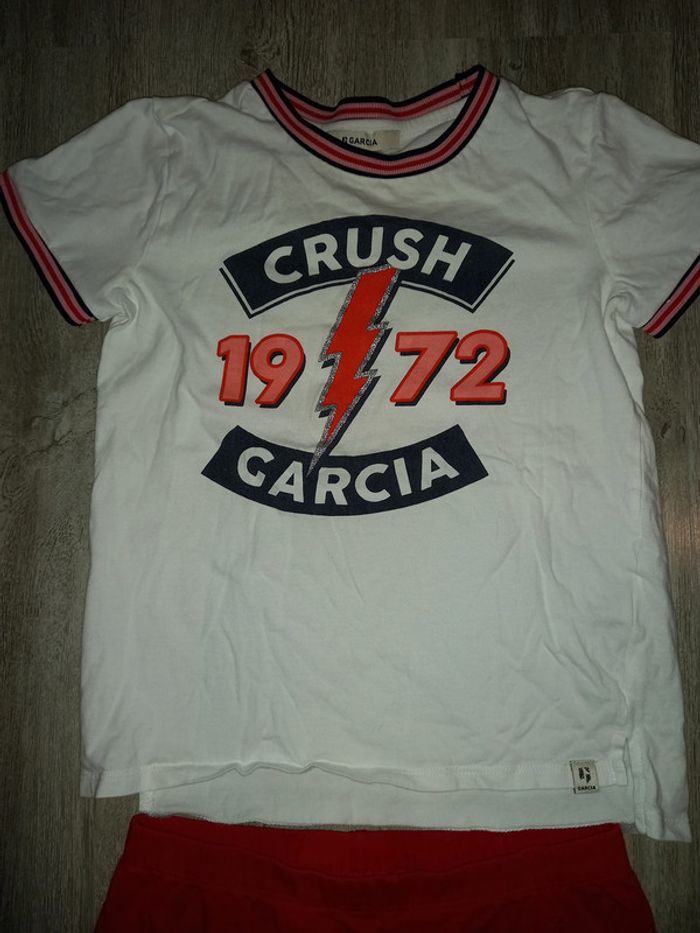 legging rouge vertbaudet et tee shirt taille 12 ans - photo numéro 2