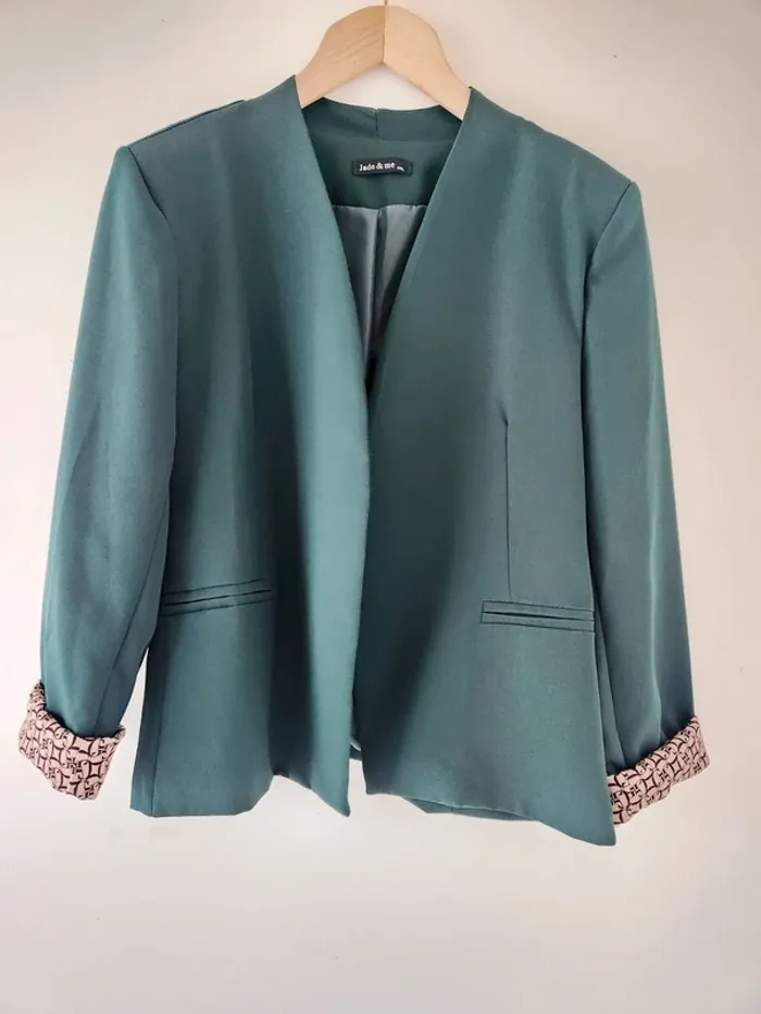 Veste tailleur vert canard – Jade & Me – Taille XXL - photo numéro 2