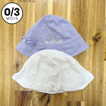 Lot 2 chapeaux 0-3 mois été bébé fille