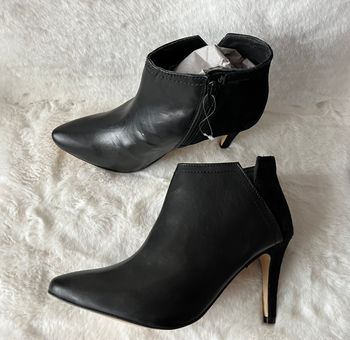 Bottines noires en cuir et daim talons 9 cm pointure 39