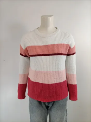 Pull Enfant Okaïdi T 12 ans - 152 cm Rayé nuances de Rose et Blanc