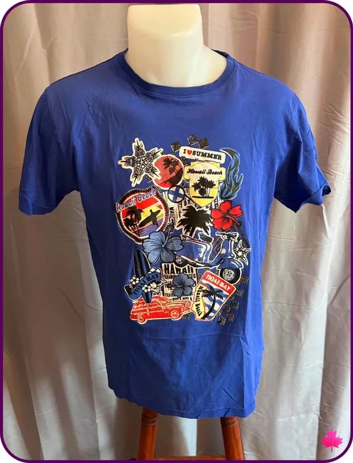 🌷teeshirt bleu imprimé 🌷