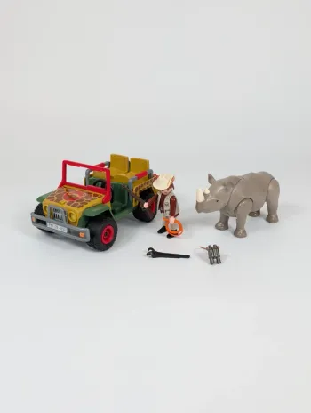 Playmobil 4x4 avec chasseur et rhinocéros