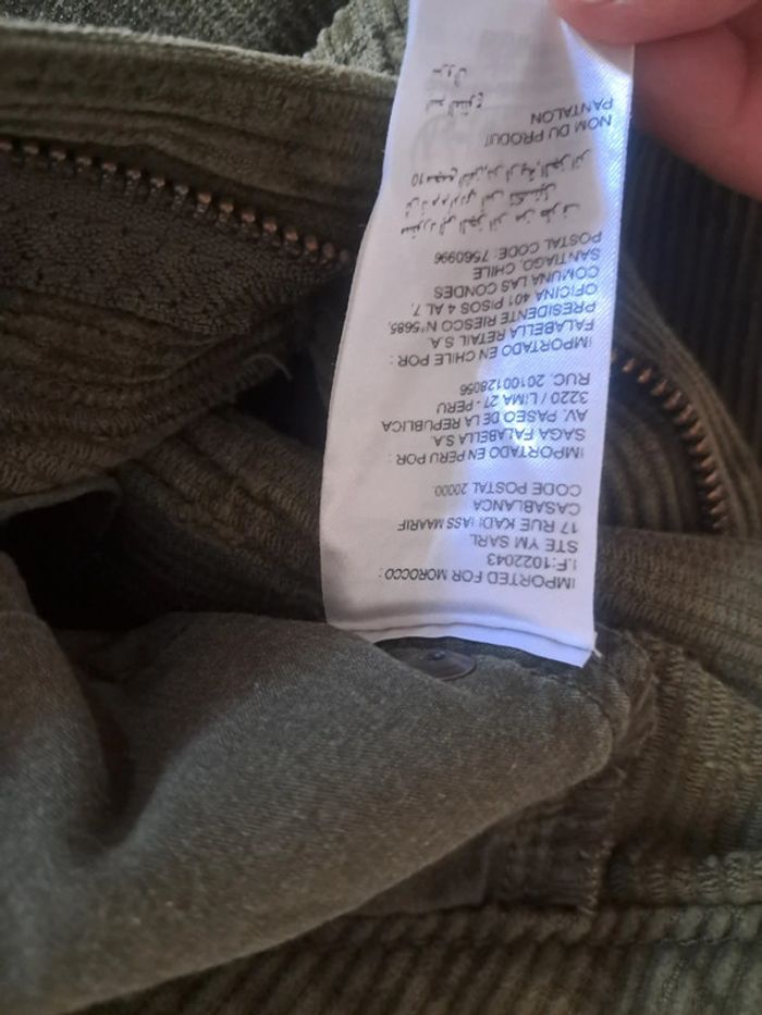 Maison 123 pantalon velour kaki jambes larges T 36 - photo numéro 9