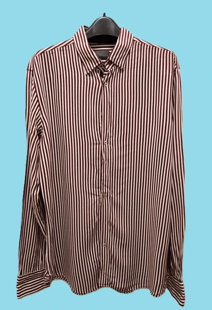 Chemise en viscose C&A rayures bordeaux et blanc - photo numéro 2