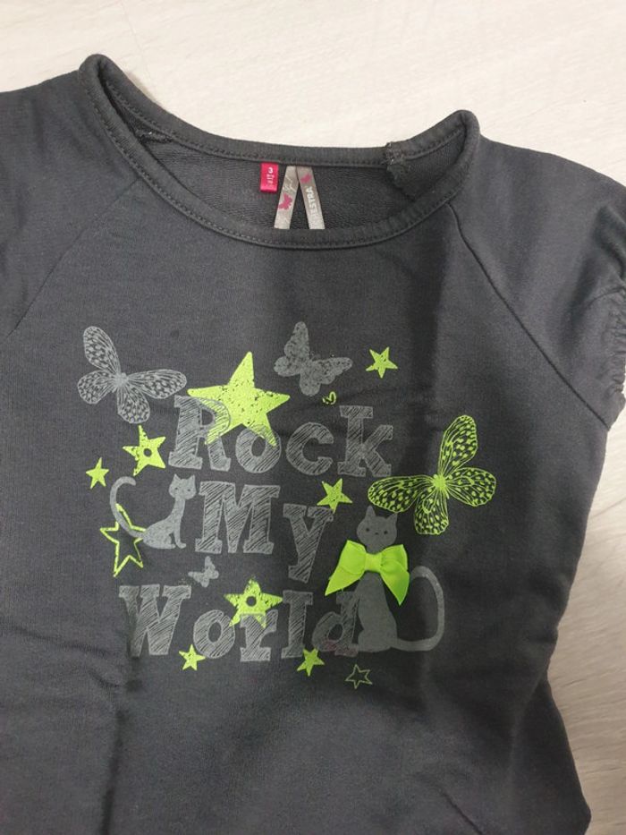 Ensemble fille 3 ans robe gris anthracite + legging vert pomme - photo numéro 2