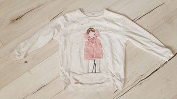 Vêtement fille pull blanc motif fille 6 ans