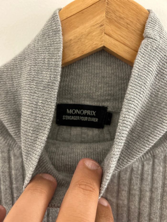 Pull fin gris Monoprix T Large - photo numéro 7