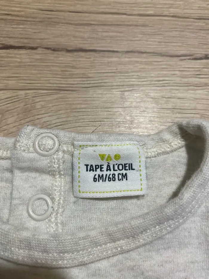 Tee-shirt manche longue hiver bébé garçon 6 mois Tape à l’œil - photo numéro 3