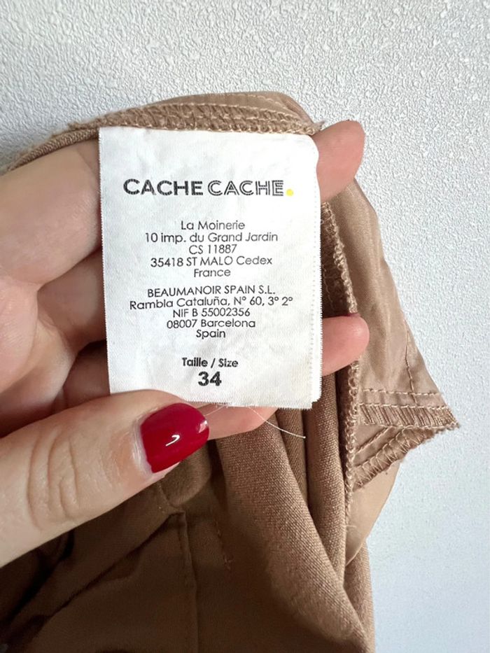Pantalon droit taille haute Cache Cache beige - photo numéro 3