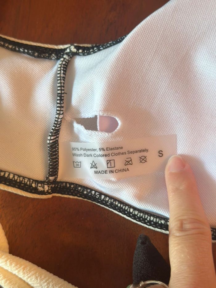 Maillot de bain asymétrique noir & beige boucle étoile de mer doré – Taille S – Neuf - photo numéro 9