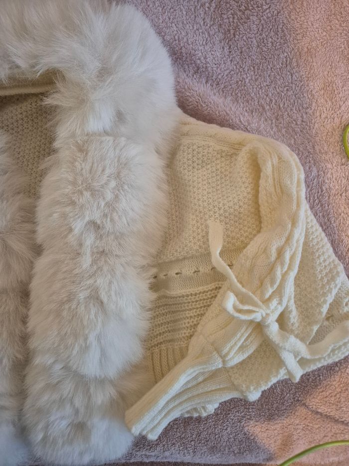 Cardigan Crème a fourrure - photo numéro 2