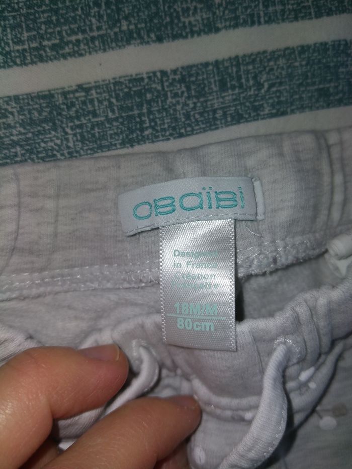 Pantalon coton taille 18 mois Obaïbi gris - photo numéro 3
