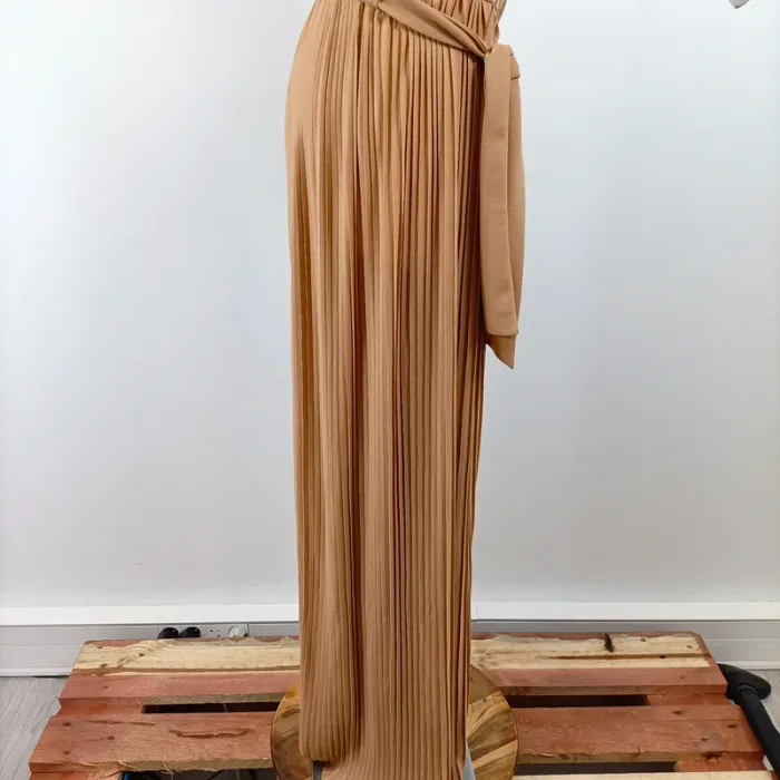 Combinaison pantalon Etam sans manches plissée camel taille M/L chic fluide été A1422 - photo numéro 5