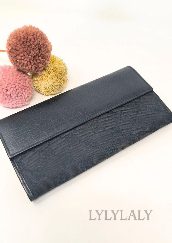 Portefeuille Gucci authentique GG monogram noir & cuir – Made in Italy - photo numéro 4