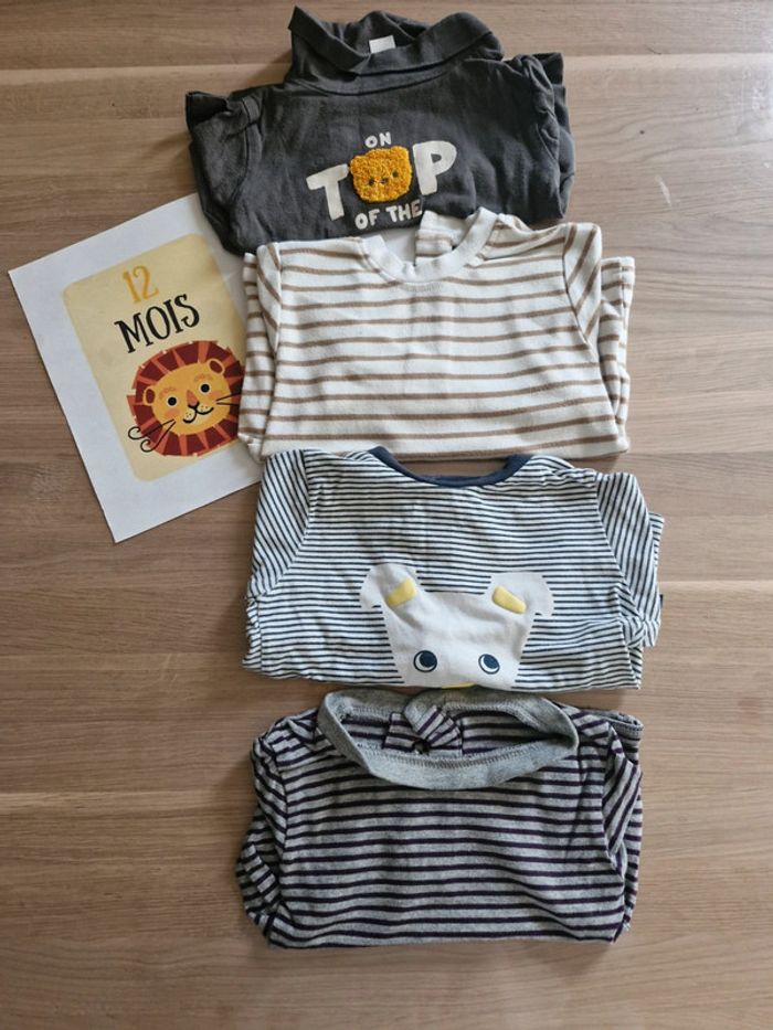 Lot de 4 t-shirts manches longues 1 an - photo numéro 2