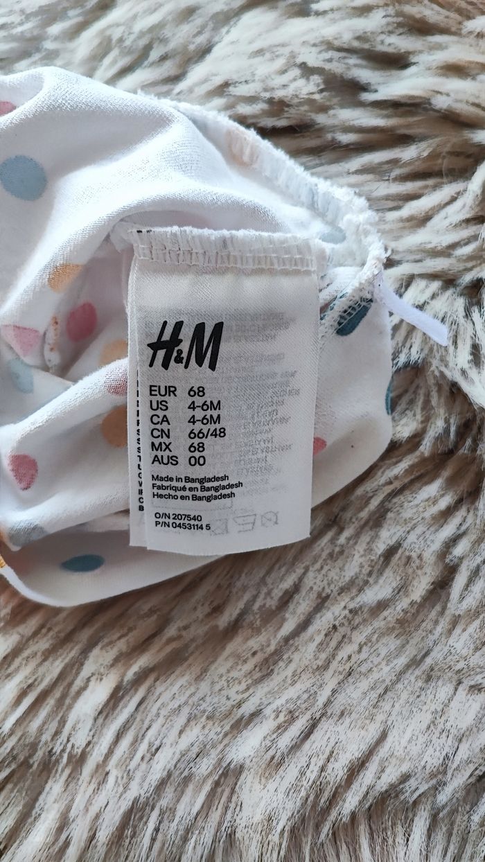 Bonnet fin blanc à pois h&m 4/6 mois - photo numéro 3