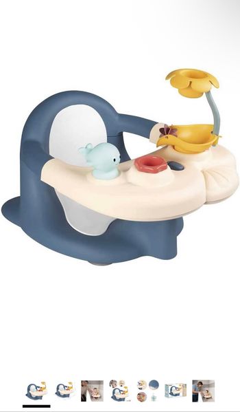 Smoby Little Siège de Bain - 2 en 1 - Tablette d'Activités Réglable - Ventouses Incluses - pour Bébé dès 6 Mois - Fabriqué en France