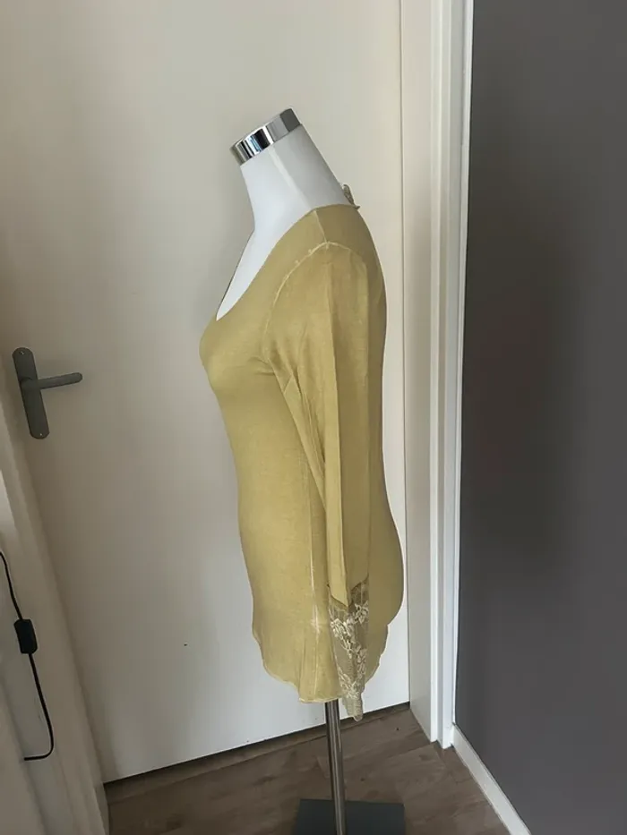 Made in italy haut top manche longue vert anis femme , taille 1/36 - photo numéro 2