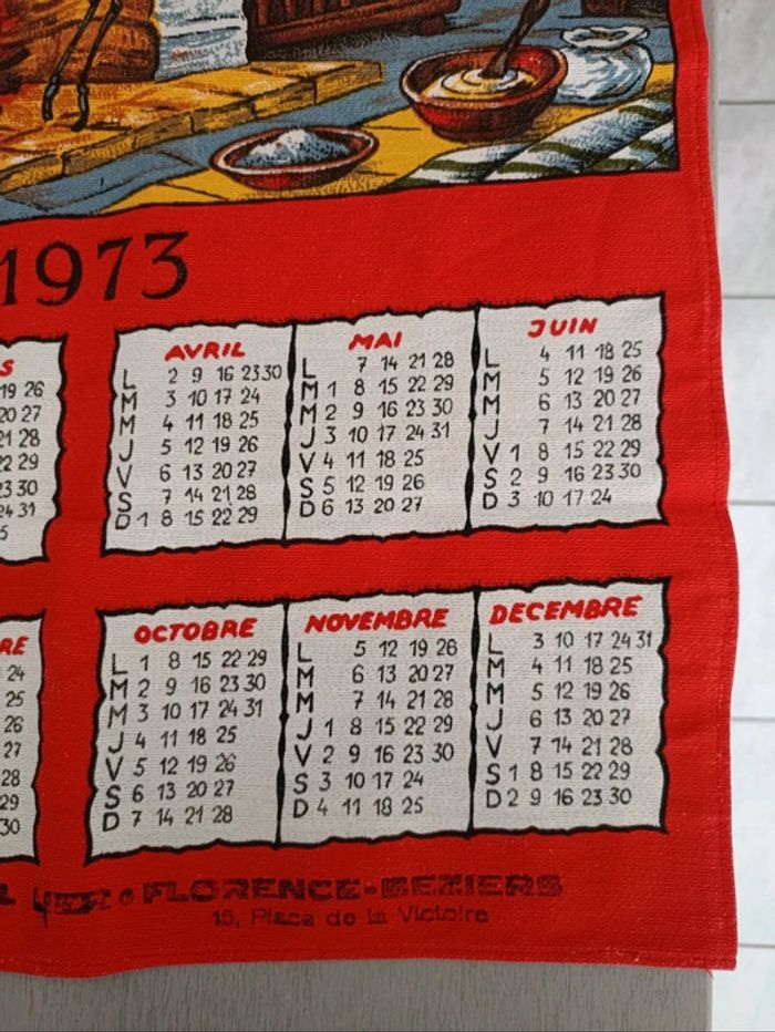 Torchon calendrier 1973 neuf - photo numéro 5