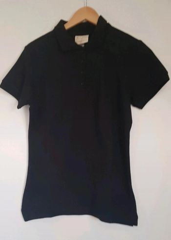 Polo femme noir manches courtes