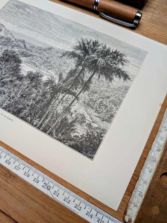 Imprimée en 1894, le lac de Kandy, Sri-Lanka. Original Vintage Authentique - photo numéro 9