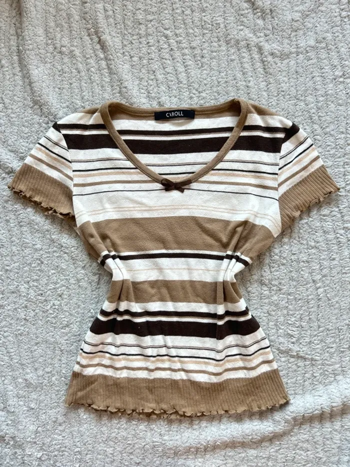 Débardeur rayé vintage CAROLL 100% coton - Taille 38 (M) - photo numéro 3