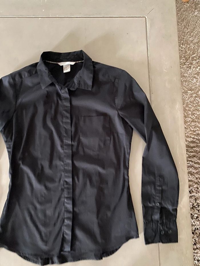 Chemise H&M taille 36 noire stretch cintré manches longues - photo numéro 8