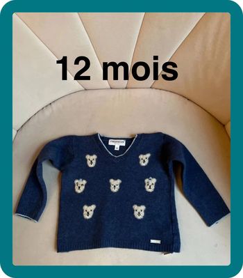 Pull oursons laine et cachemire - 12 mois