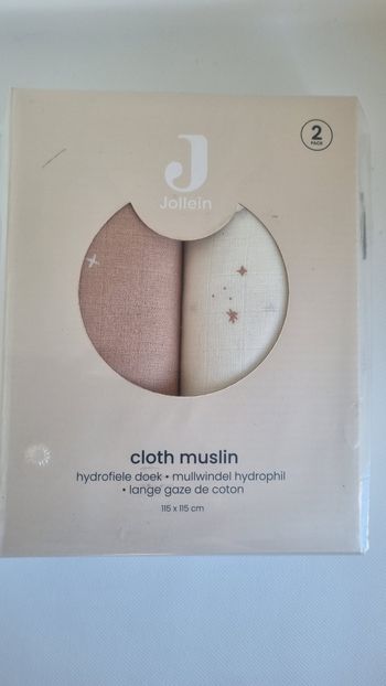 Lot de 2 langes en gaze de coton 115×115cm twinkling Jollein neuf