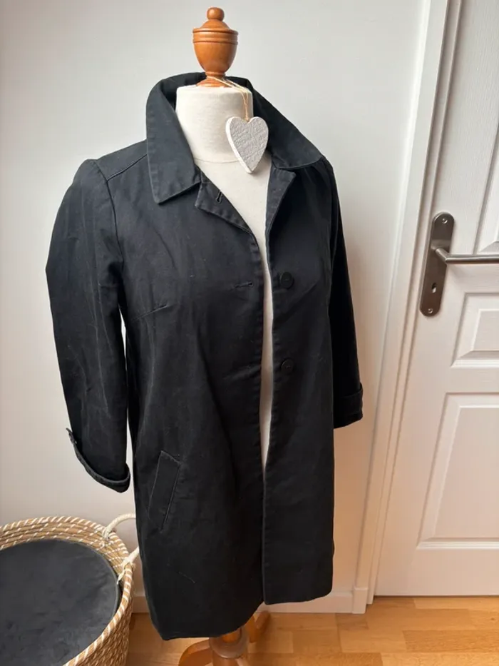 Trench 100% coton noir intérieur léopard - Modèle Koala - Maje - modèle koala- T38