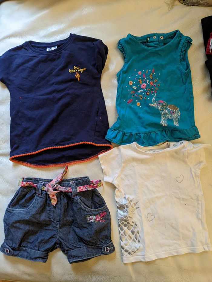 lot de 4 vêtements short jean Kenzo et 3 tee-shirts bébé fille 24 mois 86 cm