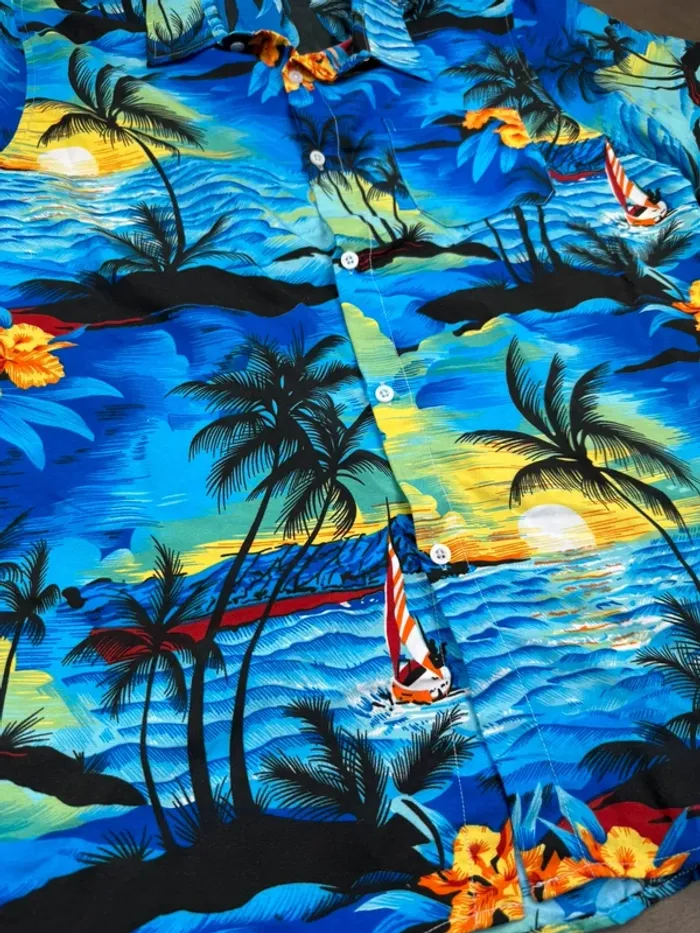 Chemise Vintage Y2k à motifs fleurs Style Hawaïen Taille XL - photo numéro 3