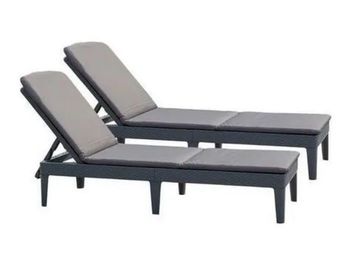 Neuf + livraison offerte 2 Transats + coussins en résine, imitation rotin tressé