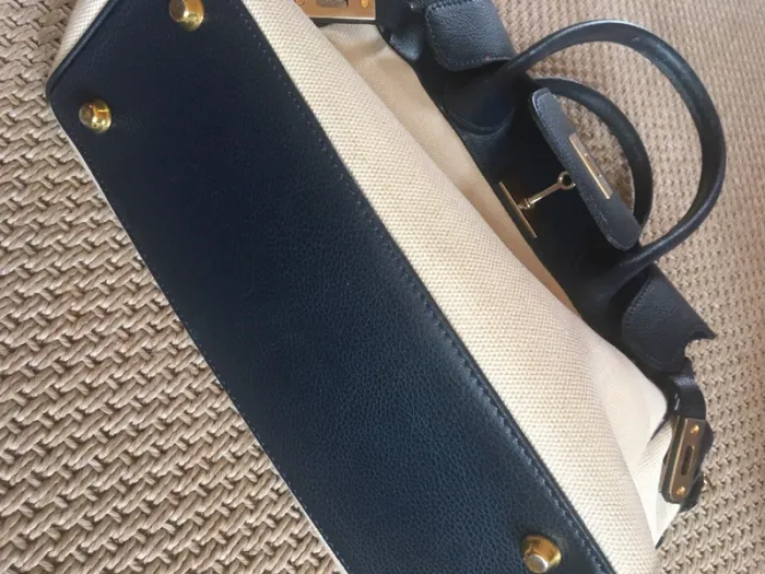 Sac à main bleu et beige - photo numéro 11