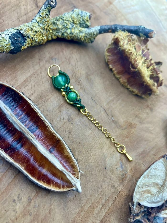 Bijou de cheveux, tresse/dread, macramé pierre Onyx et Unakite - photo numéro 2