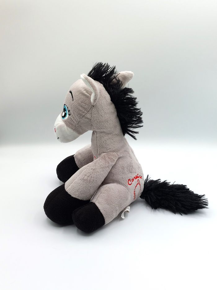 Peluche doudou âne gris Corse blanc noir TEXTISUN Corsica yeux bleux 25 cm assis - photo numéro 2